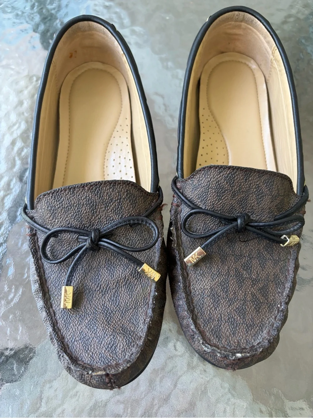 Michael Kors MK Logo Loafers Womens Size 7MBrown Monogram Slip On Flats